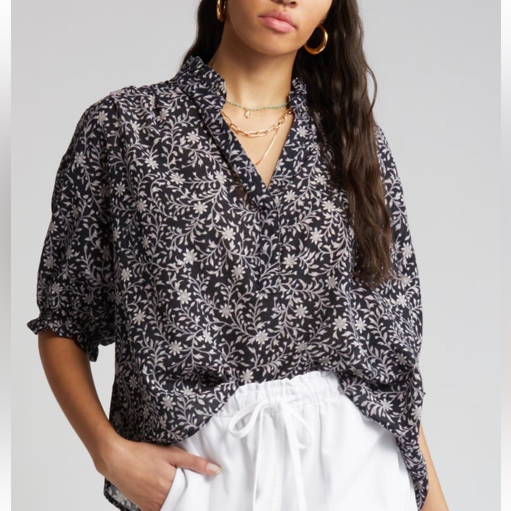 XIRENA Cam Print Ruffle Blouse in Night Blossom